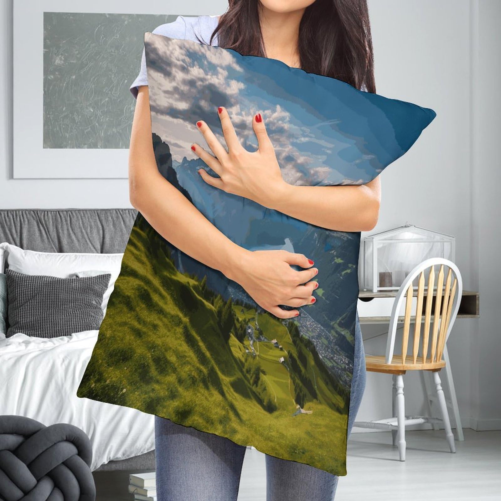 Amazon｜LDGSUPH スイスアルプス 枕カバー ソフトピローケース 隠し